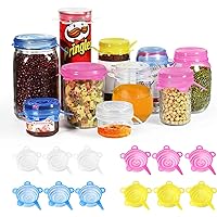 longzon Silicone Stretch Lids, 12 Pack Small, Reusable Durable Food Storage Covers for Cups Small Bowls Cans Jars Fruits…