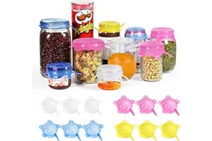 longzon Silicone Stretch Lids/Pet Food Can Covers/12 Pack, Reusable Durable Storage Covers for Dog Cat Food, Cups Small Bowls Cans Jars Fruits, The Same Sizes of 2.6 Inch (Can Stretches to 3.5 Inches)