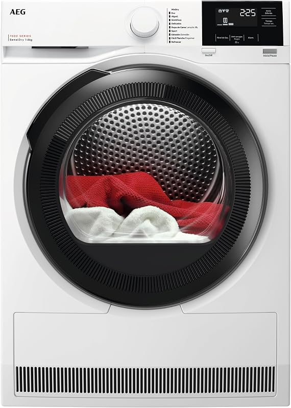 TR718P4OB Secadora com bomba de calor 8 kg série 7000 SensiDry, secagem a baixa temperatura, sensor de carga, ecrã digital, classe de energia D, cor branca