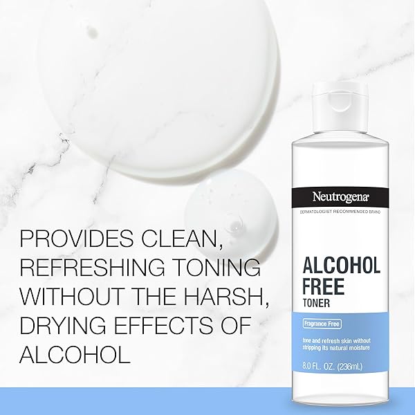 NEUTROGENA ALCOHOL-FREE GENTLE DAILY FACIAL TONER, FRAGRANCE-FREE TO TONE & REFRESH SKIN, GENTLY REMOVES IMPURITIES & RECONDITIONS SKIN, HYPOALLERGENIC, 8 FL. OZ