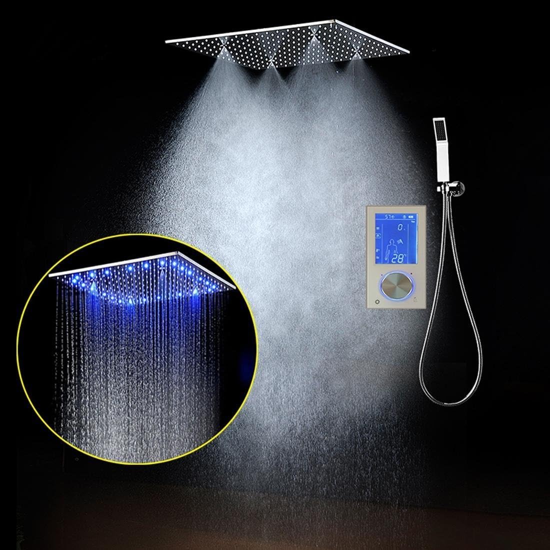 Sunny Key:Faucets and Shower LED Intelligent Digital Display Wall 20 rain"rain Mist Touch Panel Thermostatic Mixing SPA