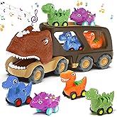 Moritakk Dinosaur Toys for Kids 2-4 Boys,Dinosaur Car Carrier Truck Toy with 4 Pull Back Dino Car，Dinosaur Truck for 2 3 4 5 Year Old Boy Toys,2 3 4 5 Year Old Boy Birthday Gift with Dino Sound.