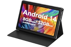 HOTTABLET Tablet 7Inch Android 14.0 with Protective Case, 8GB(4+4GB Expand) RAM+ 32GB ROM, IPS Screen, Dual Camera, Bluetooth 5.0 WiFi Tab (Black)