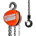 VEVOR Hand Chain Hoist, 1 Ton 2200 lbs Capacity 20 FT Come Along, G80 Galvanized Carbon Steel with Double-Pawl Brake, Auto Chain Leading & 360° Rotation Hook, for Garage Factory Dock