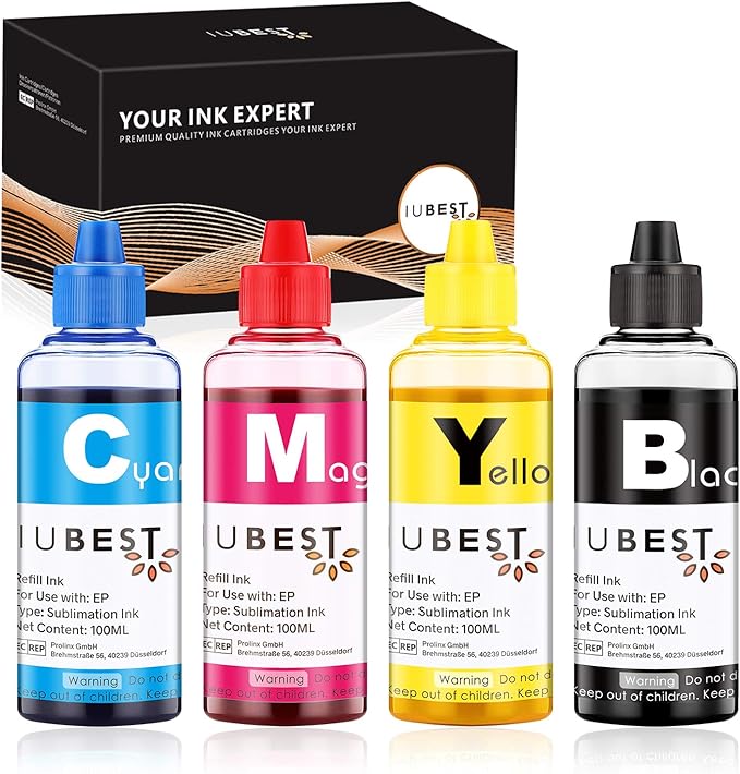IUBEST Sublimation Ink Refill Kit for Epson Printers WF7010 WF7110