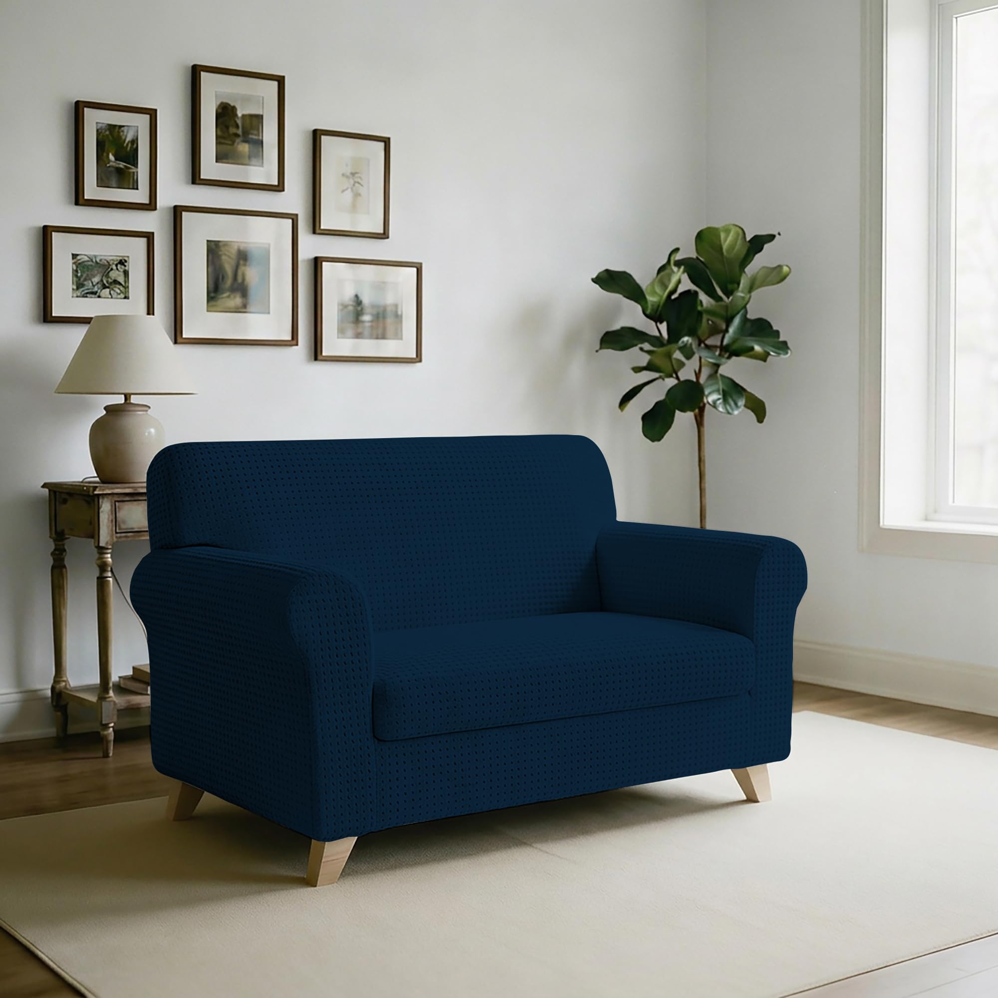Italian Bed Linen “ Iris” Sofa Cover, Fabric, Dark Blue, 2 Places