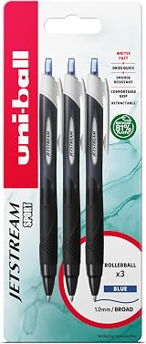 uni-ball Jetstream Sport SXN-150S Ballpoint Gel Pens Pack of 3 1.0mm Blue