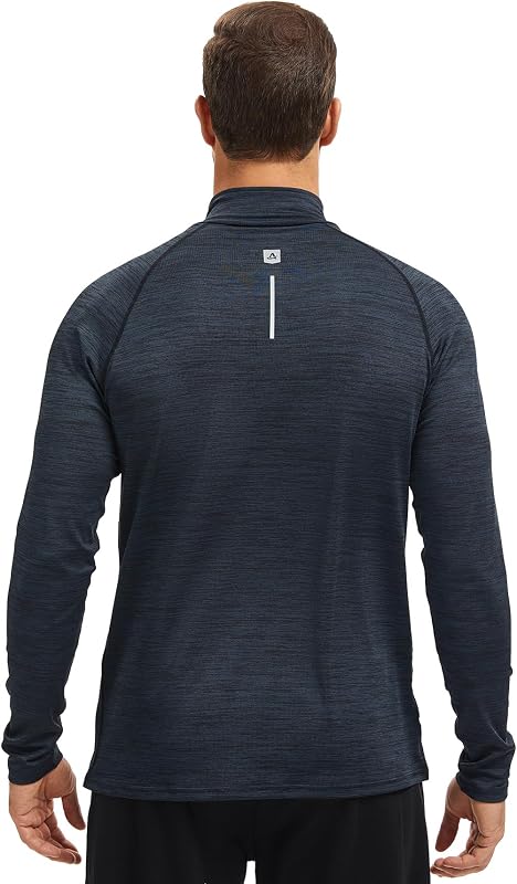 Haut à Manches Longues pour Homme, avec Demi-Zip et Col Montant, Sweat pour la Course, la Randonnée, la Salle de Sport, Décontracté, Noir Bleu, XXL — photo 2 sur 6