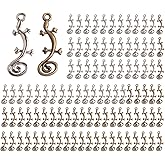 Ximimark 100 PCS Gecko Charms Antique Silver Tone 2 Sided Lizard