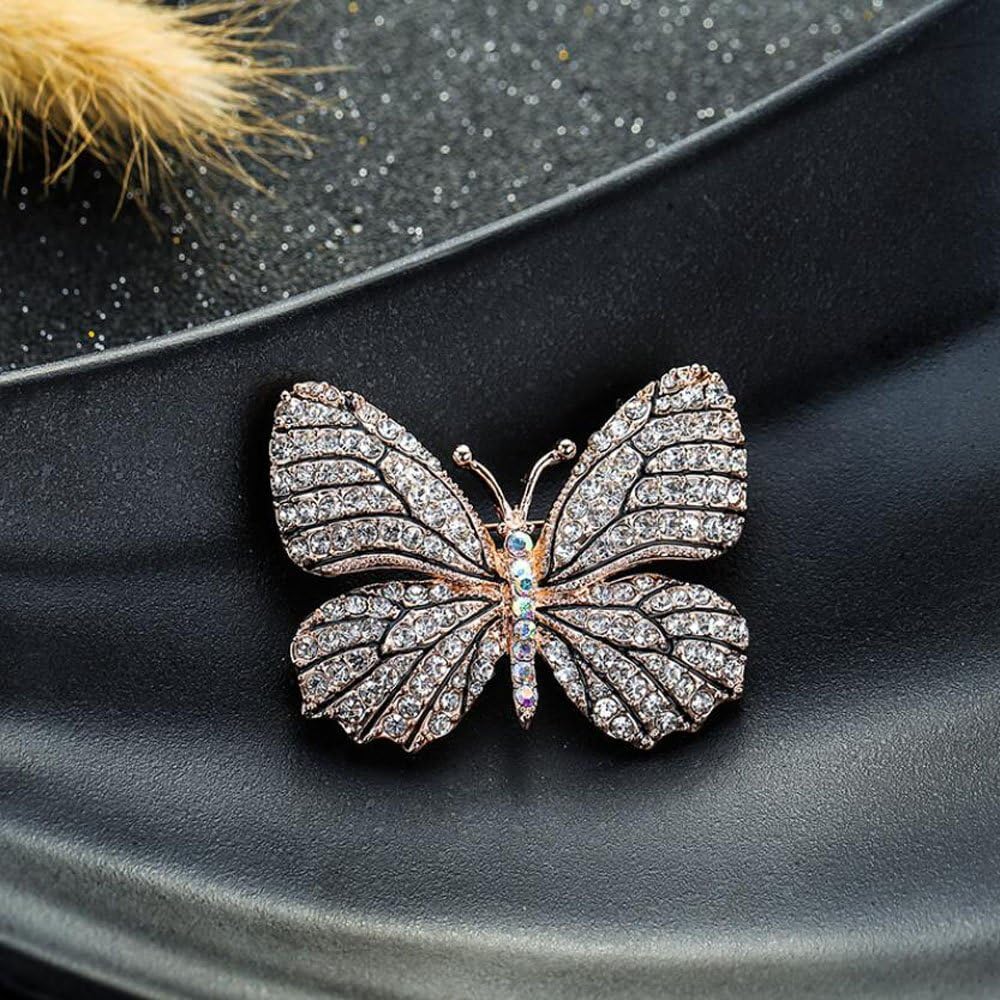 Belons Elegant Winged Butterfly Crystal Rhinestone Brooch Collar Pin Wedding Banquet Bouquet for Women&Girls, Black - Image 3