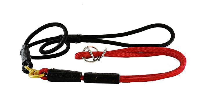 AGNpetSpot. 360 Brass Nano Swell Adjustable Nylon Show Leash (10 +6 mm, Red -Black)
