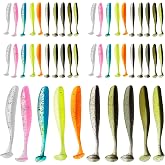 50 PCS Soft Plastic Baits Paddle Tail Swim Baits Fishing Lures Glide Bait Paddle Tail Swimbaits Lures Bass Fishing Bait Pre-Rigged Jig Head Soft Fishing Lures Kit Trout for Saltwater Freshwater
