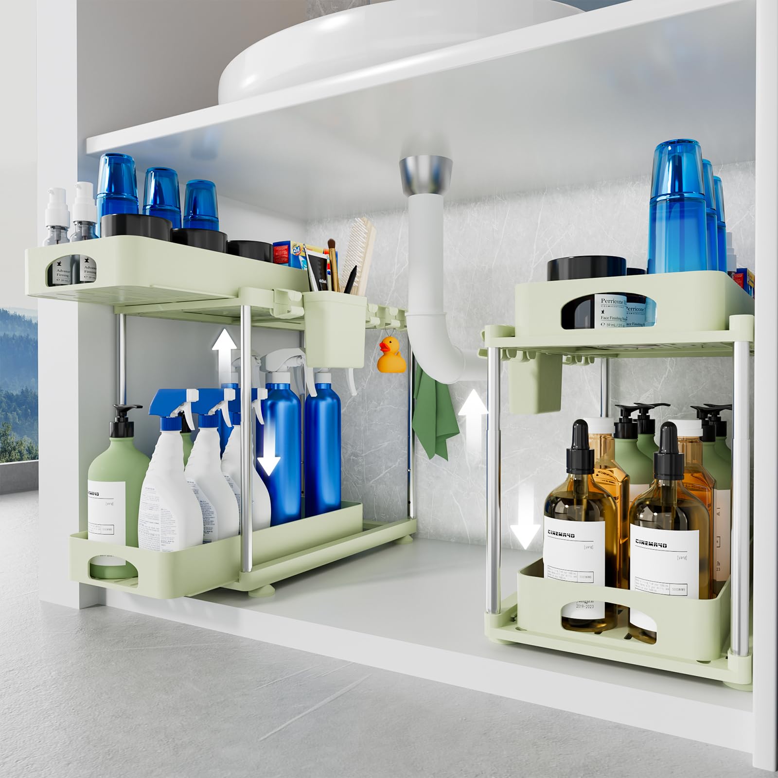 VERIFOST Under Sink Organizer, 2 Pack Under Kitchen Bathroom Cabinet ...