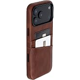 Dockem M2 Wallet Case for iPhone 17 Pro Max with Card Holders, Brown | Vegan Faux Leather Card Case with 2 Credit Card Slots, Integrated Metal Plate for Magnetic Car Mounts, Camera Button, Exec