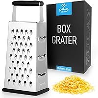 Zulay (Large) 4-Sided Cheese Grater - Stainless Steel Grater With Easy Grip Handle & Anti-Skid Base - Wide Grating…