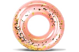 COTA GLOBAL POZA Inflatable Pool Float Tube – Sparkly Confetti Swim Ring, Heavy Duty UV Resistant Inflatable Tube Pool Float for Kids & Adults – Multiple Colors & Sizes – Beach, Lake & Pool Party Float