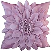 Bella's Giftshop 3D Sunflower Decorative Throw Pillow Covers for Bed Sofa Couch Car, Accent Floral Taffeta Cushion Cover, Handmade Pillow Cases Living Room Decor, 17x17 Inch-Purple/Lavender
