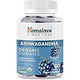 Himalaya Ashwagandha Organic Gummies, KSM-66 Organic Ashwagandha to Help with Stress Relief, Energy and Relaxation, 60 Gummies with Delicious BlackBerry Flavor