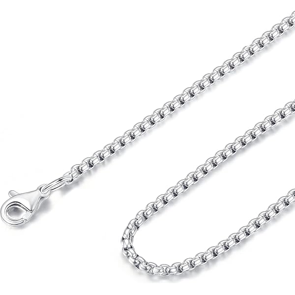 Collar De Cadena De Trigo De Acero Inoxidable Plateado De 2,5 Mm Y 4 Mm