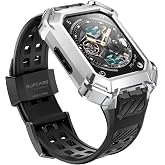 SUPCASE for Apple Watch 9/8/7/6/5/4/SE Case with Band 45mm/44mm, Silver | Metal Bumper, Adjustable Strap, Heavy Duty Protecti