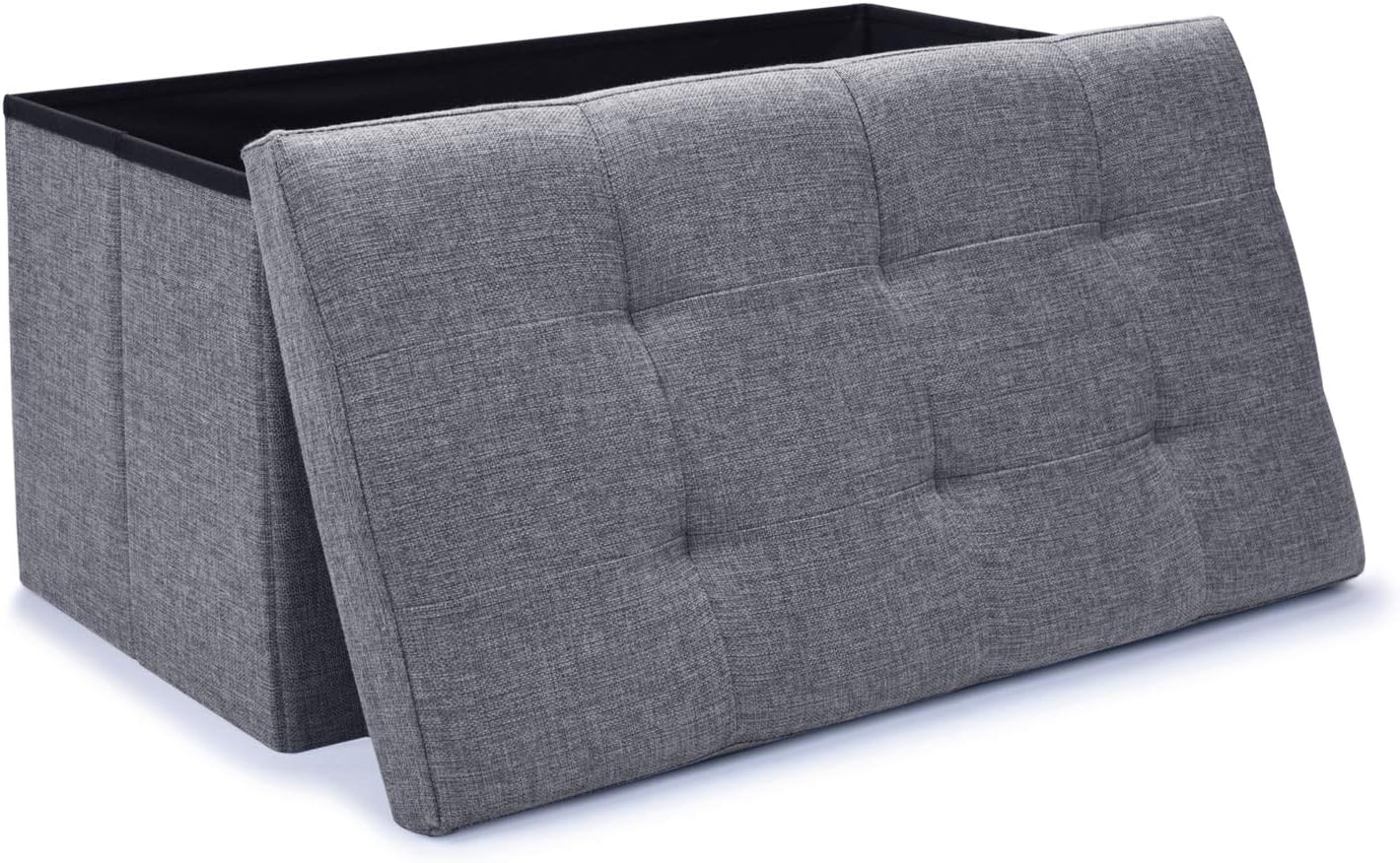 WoneNiceLinen Folding Storage Ottoman Bench, Storage Chest, Footrest, Bedroom Bench with Storage, 30 x 15 x 15 in, Gray