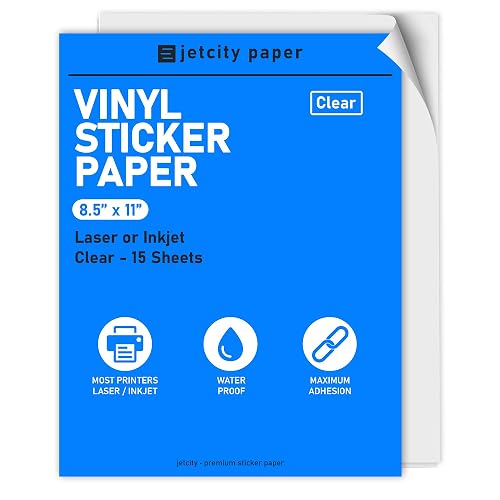 JETCITY Premium Printable Vinyl Sticker Paper Inkjet & Laser Printers