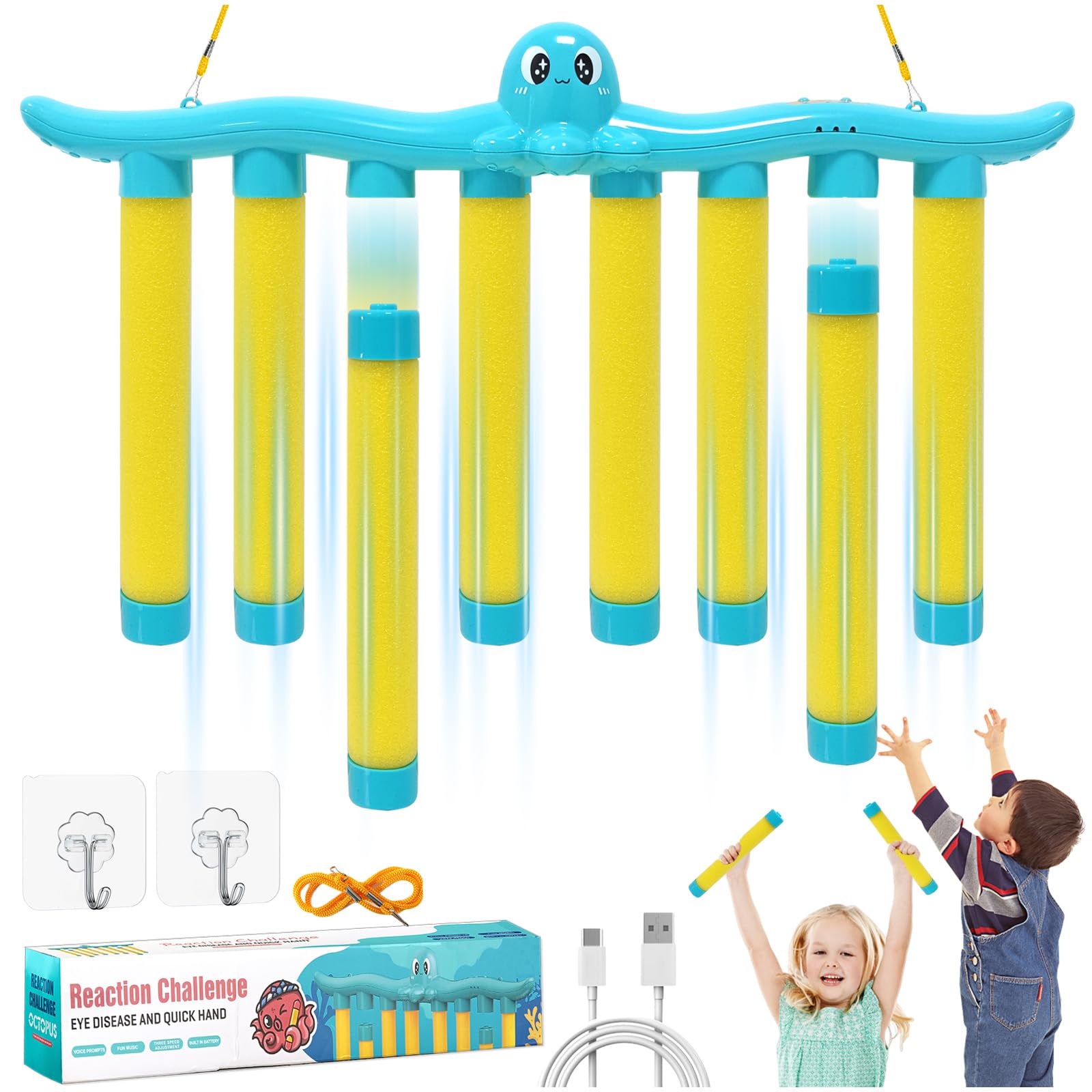 Catching Sticks Game Octopus Theme 2026 Upgraded Drop Sticks Game Toy with 3 Speeds Fun Hand Eye Coordination Trainer for Kids Adults Ideal for Family Game Night Parties Quick Reflex Challenges