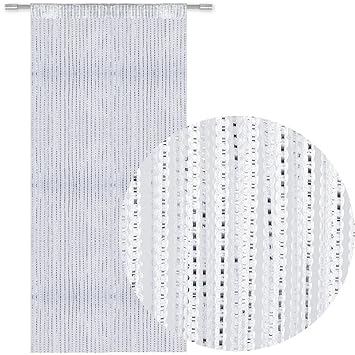 Bestlivings Fadengardine Türvorhang Fadenvorhang Metallikoptik mit Stangendurchzug, trendig schön in vielen erhältlich (90x20