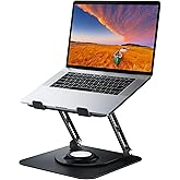 Laptop Stand for Desk, Adjustable Computer Stand with 360° Rotating Base, Ergonomic Laptop Riser for Collaborative Work, Fold