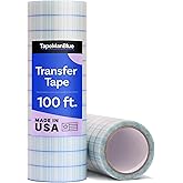 TapeManBlue Clear Transfer Tape for Vinyl, 12" x 100' Roll with Grid, Premium Vinyl Transfer Tape for Crafts, Decals, and Letters