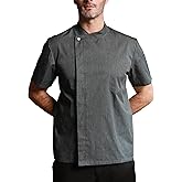 KITCHIEF Unisex Chef Coat Short Sleeve With Mesh Lightweight Chef Jacket Men Chef Uniform for Kitchen,Food Service,Bakers