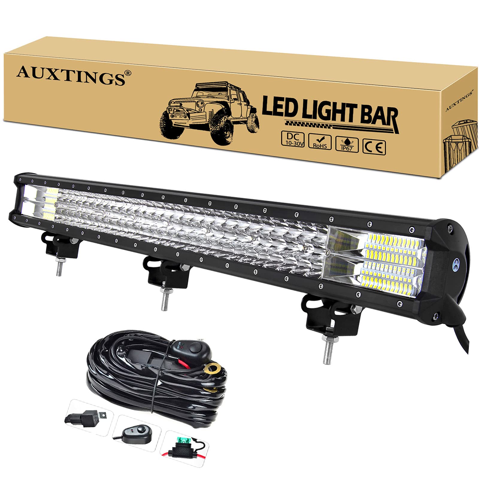 Photo 1 of ** similar** AUXTINGS 28 inch 396W LED Light Bar Triple Row Spot Flood Combo Beam Off Road Lights Waterproof Work Light with Wiring Harness for Jeep Trucks SUV ATV UTV Boat Lights, 12V 24V