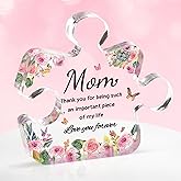 Gift for Mom Unique Acrylic Block Puzzle Plaque 4.9"×4.6" - Ideal Mother's Day Christmas Birthday Present from Daughter Son, Mom-Heartwarming Desk Decoration