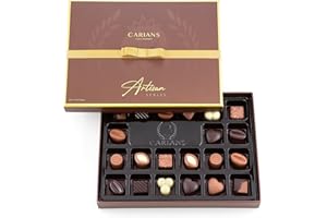 CARIAN'S BISTRO CARIANS Chocolate Gift Box, Box of Candy, Assorted Luxury Premium Pralines Gourmet Chocolate Gift Basket, Dark, Milk & Truffles, Great for Gift Giving