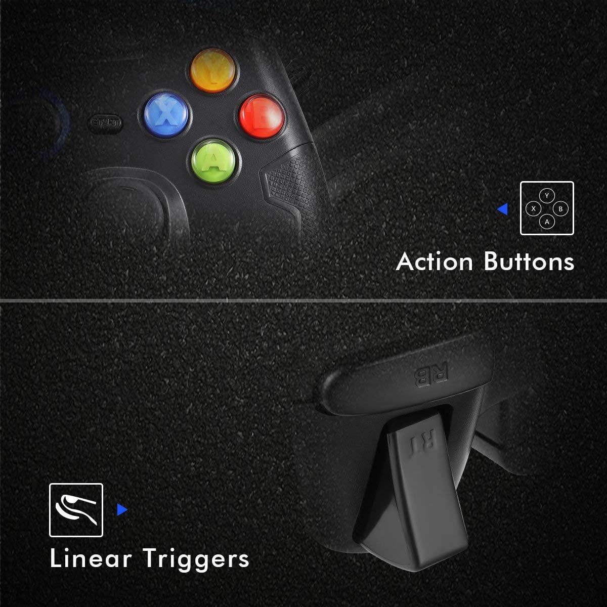 EasySMX Wired Gaming Controller,PC Game Controller Joystick with Dual-Vibration Turbo and Trigger Buttons for Windows/Android/ PS3/ TV Box(Black): Computers & Accessories
