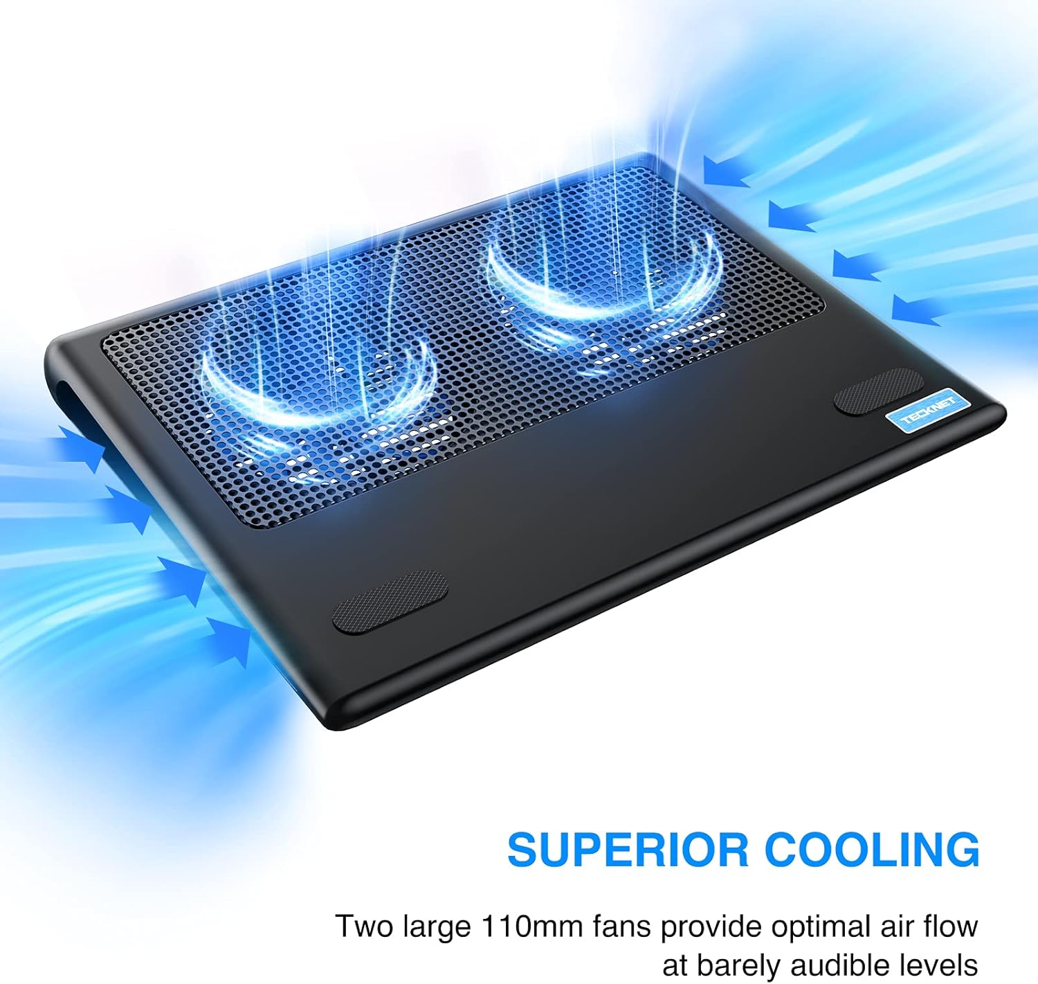 TECKNET Laptop Cooling Pad, Portable Ultra-Slim Quiet Laptop Notebook Cooler Cooling Pad Stand with 2 USB Powered Fans, Fits 12-16 Inches (Blue): Computers & Accessories