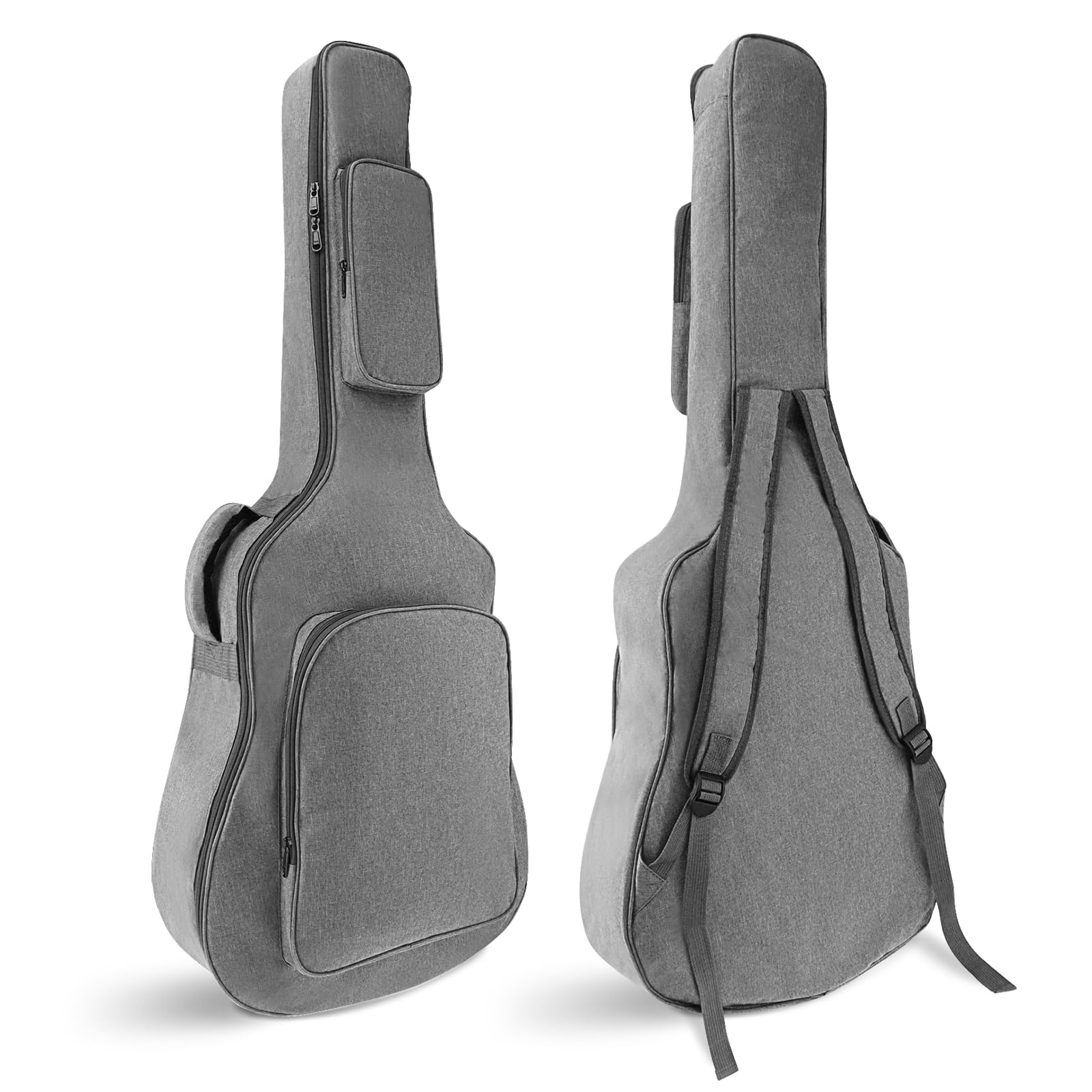 MuzcYM 10.6mm Thick Padding Waterproof Oxford Cloth Gray Acoustic Guitar Gig Bag for 40 41Inch Acoustic Guitar with Neck Strap, Soft Guitar Case