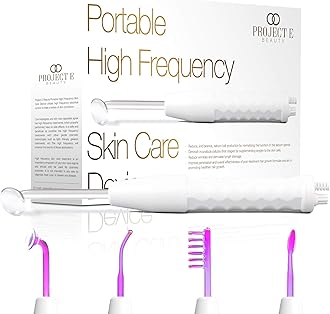 Project E Beauty D'arsonval High Frequency Wand Argon Gas | Purple Violet Beauty Skin Care Acne Spot Pimple Removal Remover Skin Face Tightening Lifting Puffy Eyes Therapy Facial Portable Device