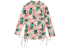 BesserBay Girl's UPF 50+ Adjustable Drawstring Rash Guard Shirt Half Zip Swim Dress Coverups 3-12 Years