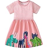 Youlebao Little Girls Short Sleeve Summer Dress Easter Casual Applique Tunic Shirt Playwear Cotton Dresses