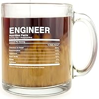 Engineer Nutrition Facts - Glass Coffee Mug - Makes a Great Gift for Engineers Under $15!