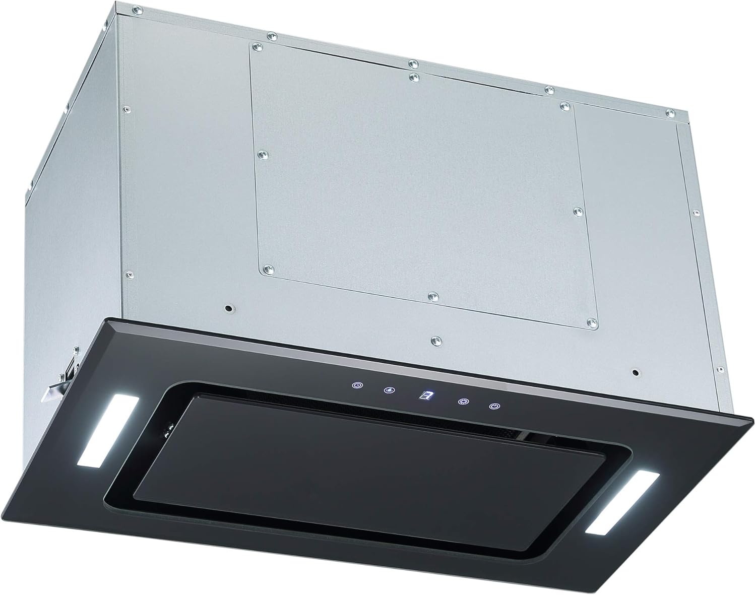 Cookology BUGL520BK Black Glass 52cm Integrated Canopy Cooker Hood