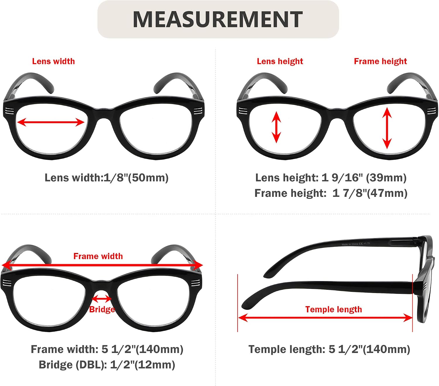 Eyekeeper Cat Eye Reading Glasses for Women 5-Pack Oversize Ladies Readers +2.00, 5 works Mix - Image 5