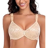 Lemorosy Women's Minimizer Bra Full Coverage Unlined Underwire Comfortable Everyday Bras Plus Size
