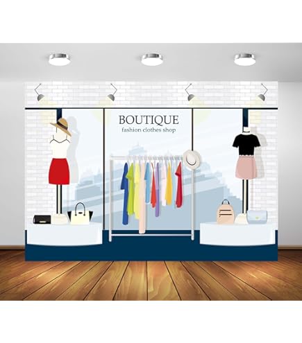 Amazon.com : 5x3ft Cartoon Clothing Store Backdrop Green Theme Shopping  Mall Merchandise Window Dress High-Heeled Shoes Jewelry Photography  Background Sweet Girl Lady Birthday Party Decor : Electronics