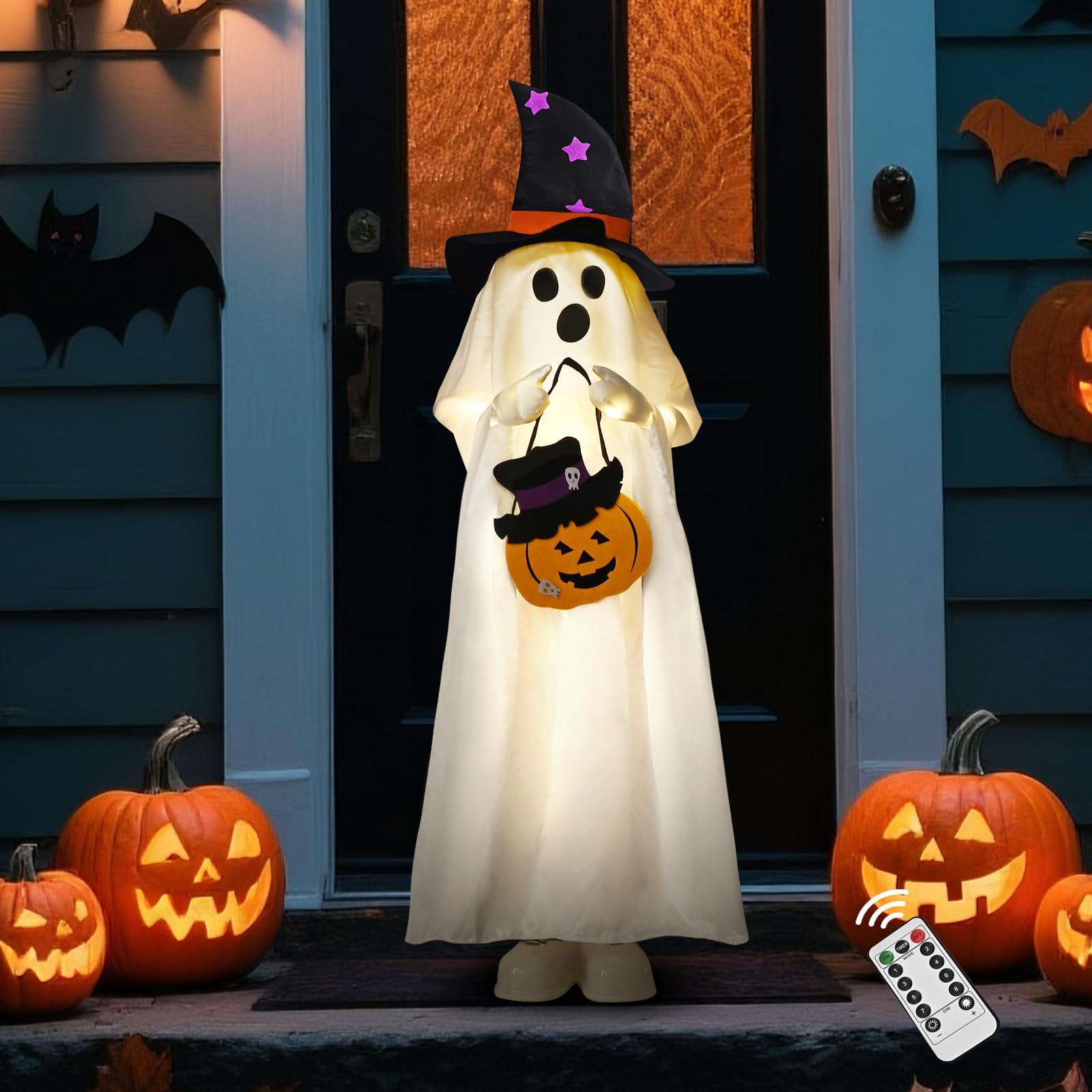 Photo 1 of [Timer] Halloween Decorations Indoor, 38" H Light Up Ghost, Spooky Halloween Ghost Decor with Remote String Lights for Front Porch Yard Lawn Home Decorations