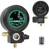 Super Stars HVAC Digital Manifold Gauge for AC Charging with LCD Backlit | Compatible with R134A, R410A, R32, R1234YF, R454B and 24 Refrigerants, Pressure Vacuum and Leak Test Function