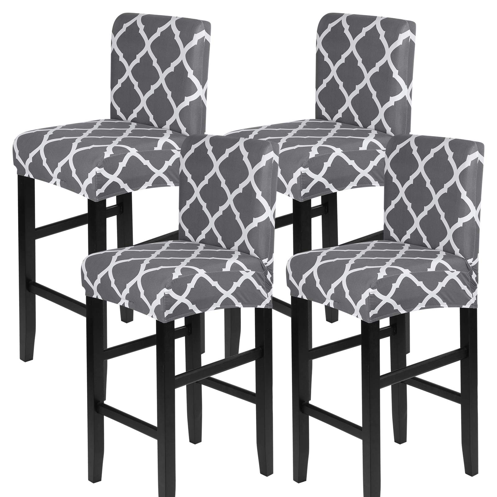 Photo 1 of SearchI Bar Stool Covers Set of 4, Stretch Washable Barstool Seat Covers, Counter Height Chair Covers for Kitchen Dining Room Cafe (Rhombus Grey)
