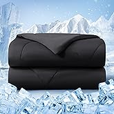 bedsmile Cooling Comforter Queen Size, Double-Sided Cold Tech Fabric Quilted Bed Comforters Cooling Blanket for Hot Sleepers, Breathable Lightweight Summer Bedding, All-Season Ice Blanket, Black