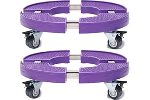 WOOYAN 2Packs Purple Plant Caddy with Wheels Rolling Plant Stand with Casters, Heavy Duty Adjustable 15-20inch Large Plant Dolly Cart for Planter,Garden Tower, Plant Pots, Trash Can